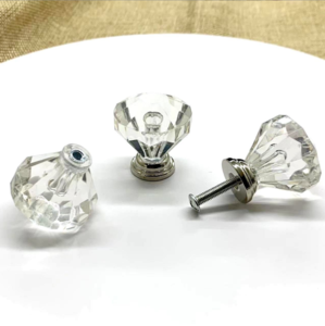 Elsafore crystal acrylic plastic diamond single hole handle, transparent cabinet wardrobe drawer